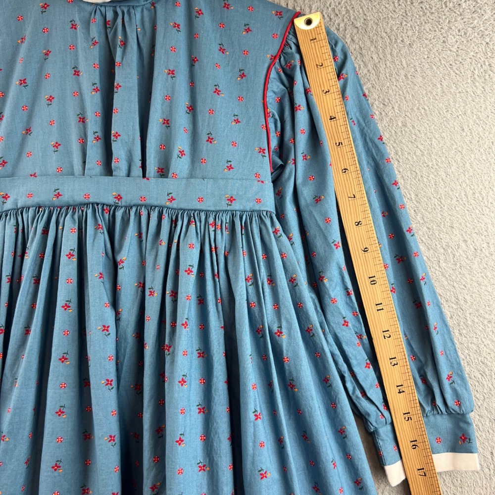 VTG Pleasant Company Girl Floral Prairie Dress Peter Pan Collar Long Sleeve 7 - Picture 7 of 12
